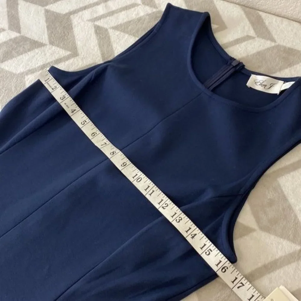 Eliza J NWT Fit to Flare Navy Color block Dress Size 10 - Picture 10 of 12
